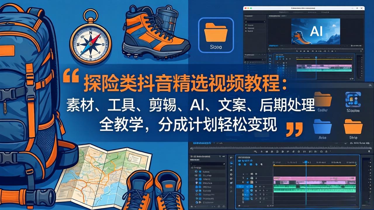 探险类抖音精选视频教程：素材、工具、剪辑、AI、文案、后期处理全教学，分成计划轻松变现采购|汽车产业|汽车配件|机加工企业家交流社群中心
