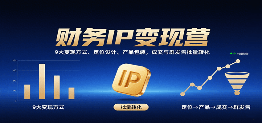财务IP变现营:9大变现方式、定位设计、产品包装,成交与群发售批量转化采购|汽车产业|汽车配件|机加工蚂蚁智酷企业交流社群中心