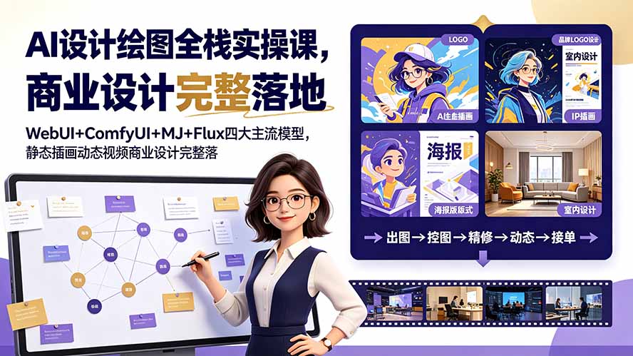 AI设计绘图全栈实操课,WebUI+ComfyUI+MJ+Flux四大主流模型,静态插画动态视频商业设计完整落地教程采购|汽车产业|汽车配件|机加工企业家交流社群中心