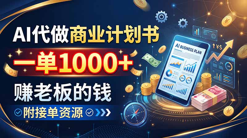AI代做商业计划书，一单1000+，赚老板的钱，附接单资源采购|汽车产业|汽车配件|机加工企业家交流社群中心