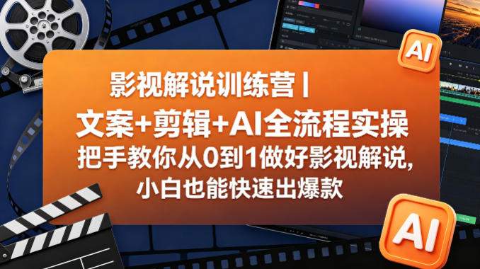 影视解说训练营｜文案+剪辑+AI全流程实操，把手教你从0到1做好影视解说，小白也能快速出爆款采购|汽车产业|汽车配件|机加工企业家交流社群中心