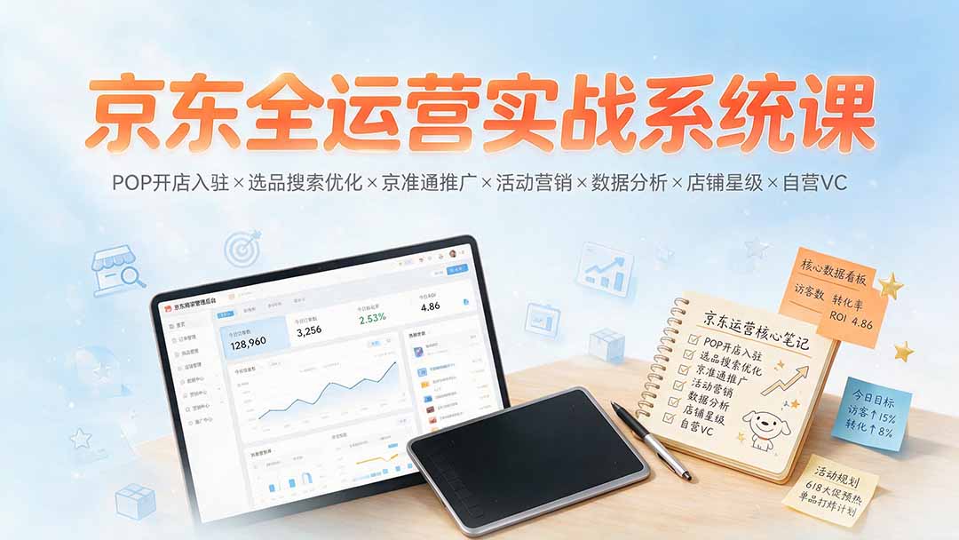 京东全运营实战系统课：POP开店入驻×选品搜索优化×京准通推广×活动营销×数据分析×店铺星级×自营VC采购|汽车产业|汽车配件|机加工企业家交流社群中心