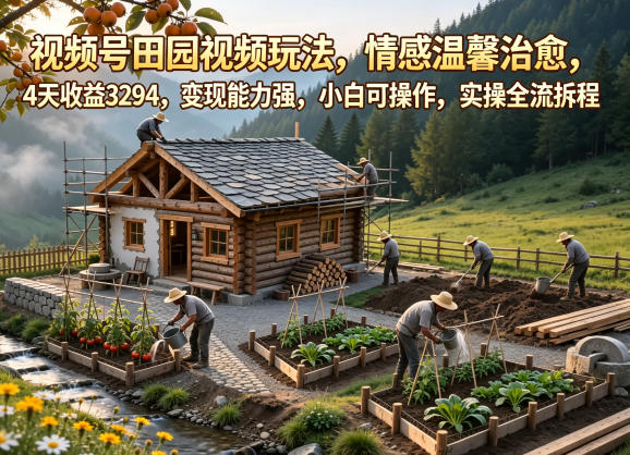 视频号田园视频玩法，情感温馨治愈，4天收益3294，变现能力强，小白可操作，实操全流程拆解采购|汽车产业|汽车配件|机加工企业家交流社群中心