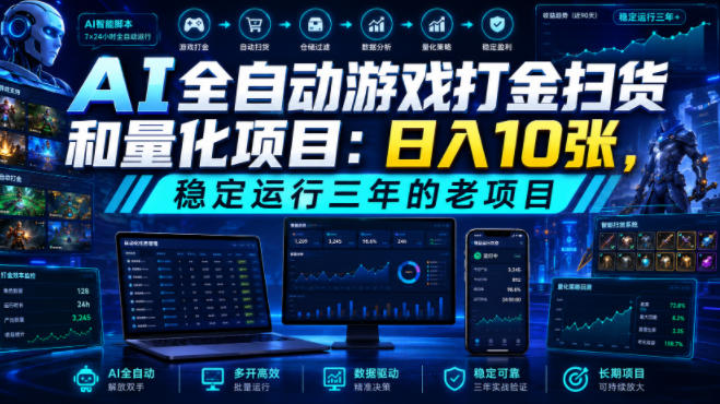 AI全自动游戏打金扫货和量化项目：日入10张，稳定运行三年的老项目！【揭秘】采购|汽车产业|汽车配件|机加工企业家交流社群中心