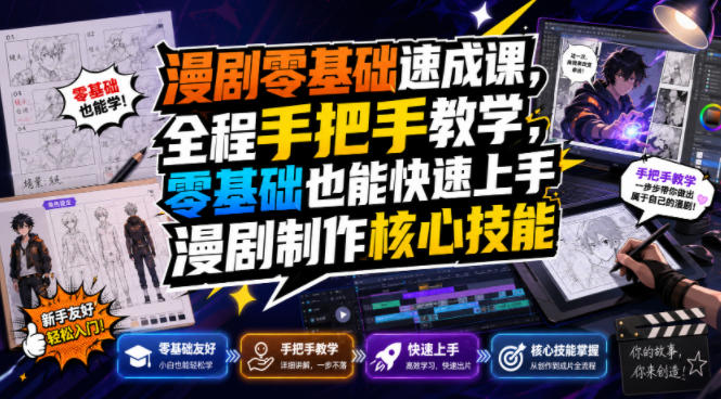 漫剧零基础速成课，全程手把手教学，零基础也能快速上手漫剧制作核心技能采购|汽车产业|汽车配件|机加工企业家交流社群中心
