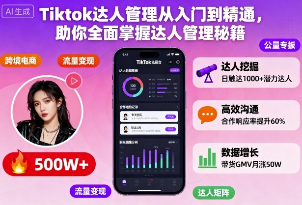 Tiktok达人管理从入门到精通,助你全面掌握达人管理秘籍