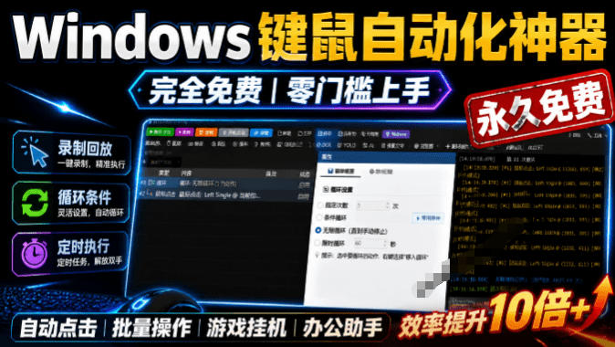 专业Windows键鼠自动化工具,免费永久使用,告别重复操作,小白也能快速创建自动化脚本 点点精灵采购|汽车产业|汽车配件|机加工企业家交流社群中心