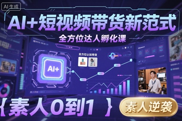AI+短视频带货新范式全方位达人孵化课，素人也可以从0到1，全方位认知短视频带货采购|汽车产业|汽车配件|机加工蚂蚁智酷企业交流社群中心