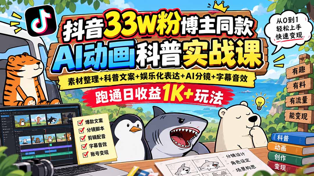 抖音33W粉博主同款AI动画科普实战课|素材整理+科普文案+娱乐化表达+AI分镜+字幕音效,跑通日收益1K+玩法采购|汽车产业|汽车配件|机加工企业家交流社群中心
