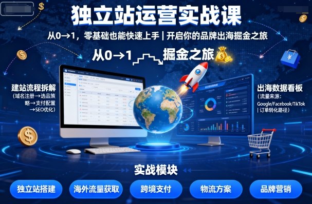 独立站运营实战课,从0到1,零基础也能快速上手,开启你的品牌出海掘金之旅采购|汽车产业|汽车配件|机加工蚂蚁智酷企业交流社群中心