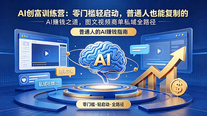 AI创富训练营:零门槛轻启动,普通人也能复制的AI赚钱之道,图文视频商单私域全路径采购|汽车产业|汽车配件|机加工企业家交流社群中心
