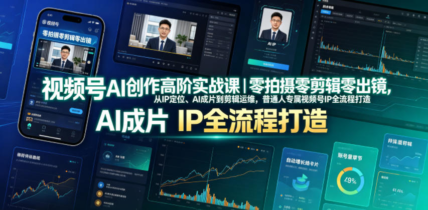 视频号AI创作高阶实战课｜零拍摄零剪辑零出镜，从IP定位、AI成片到剪辑运维，普通人专属视频号IP全流程打造采购|汽车产业|汽车配件|机加工企业家交流社群中心