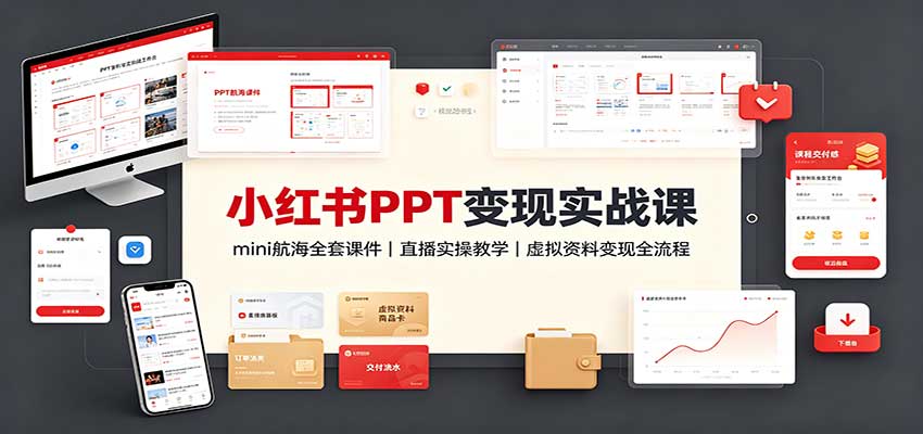 小红书PPT变现实战课:mini航海全套课件+直播实操教学,虚拟资料变现全流程采购|汽车产业|汽车配件|机加工企业家交流社群中心