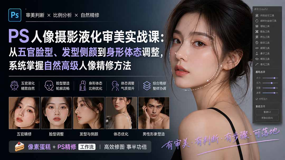 PS人像摄影液化审美实战课：从五官脸型、发型侧颜到身形体态调整，系统掌握自然高级人像精修方法采购|汽车产业|汽车配件|机加工企业家交流社群中心