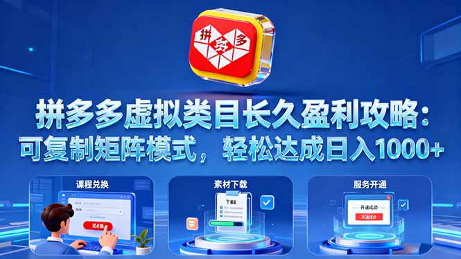 拼多多虚拟类目长久盈利攻略:可复制矩阵模式,轻松达成日入 1000+采购|汽车产业|汽车配件|机加工蚂蚁智酷企业交流社群中心