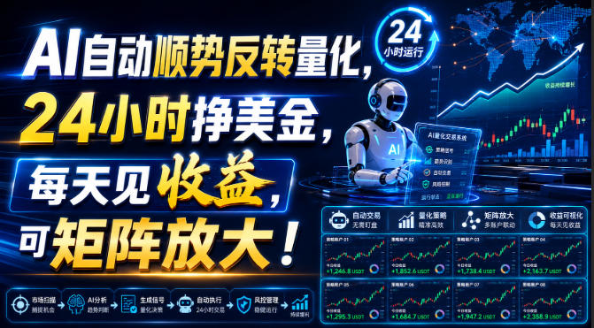 AI自动顺势反转量化,24小时挣美金,每天见收益,可矩阵放大!【揭秘】采购|汽车产业|汽车配件|机加工企业家交流社群中心