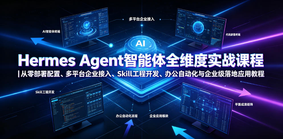 Hermes Agent智能体全维度实战课程｜从零部署配置、多平台企业接入、Skill工程开发、办公自动化与企业级落地应用教程采购|汽车产业|汽车配件|机加工企业家交流社群中心