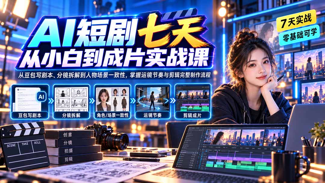 AI短剧七天从小白到成片实战课:从豆包写剧本、分镜拆解到人物场景一致性,掌握运镜节奏与剪辑完整制作流程采购|汽车产业|汽车配件|机加工企业家交流社群中心