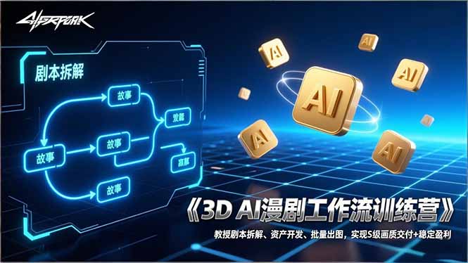 3D AI漫剧工作流训练营：教授剧本拆解、资产开发、批量出图，实现S级画质交付+稳定盈利采购|汽车产业|汽车配件|机加工蚂蚁智酷企业交流社群中心