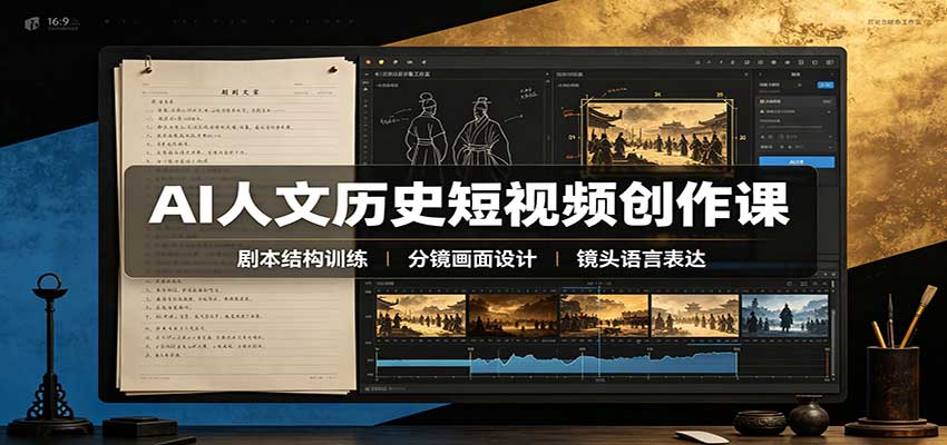 AI人文历史短视频创作课：赛道对标、剧本分镜制图，掌握视频完整产出流程采购|汽车产业|汽车配件|机加工企业家交流社群中心