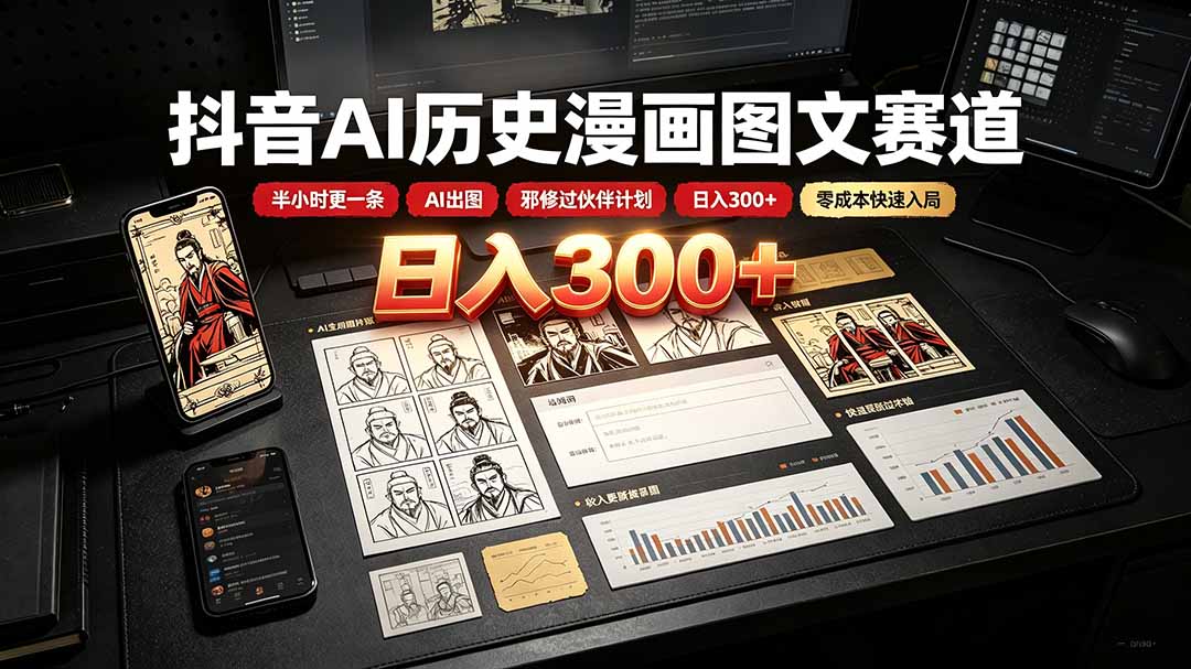 抖音AI历史漫画图文赛道：半小时更一条×AI出图×邪修过伙伴计划×日入300+，零成本快速入局采购|汽车产业|汽车配件|机加工企业家交流社群中心