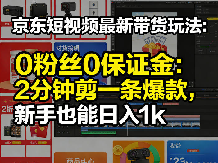京东短视频最新带货玩法,0粉丝0保证金,2分钟剪一条爆款,新手也能日入1k+【揭秘】采购|汽车产业|汽车配件|机加工企业家交流社群中心