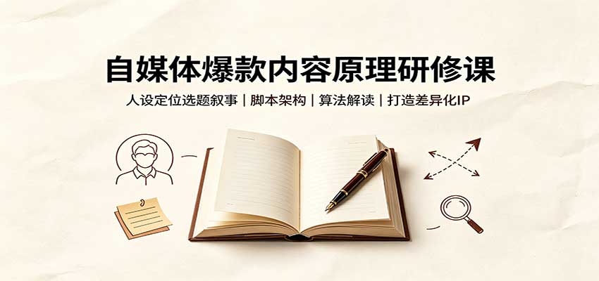自媒体爆款内容原理研修课:人设定位选题叙事,脚本架构,算法解读打造差异化IP采购|汽车产业|汽车配件|机加工企业家交流社群中心