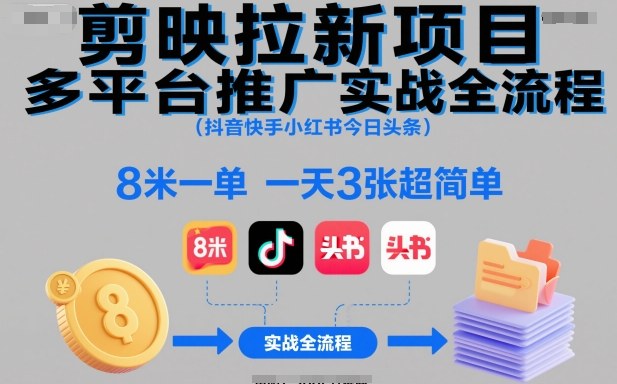 剪映拉新项目多平台推广实战全流程(抖音快手小红书今日头条)，8米一单，一天3张超简单采购|汽车产业|汽车配件|机加工蚂蚁智酷企业交流社群中心