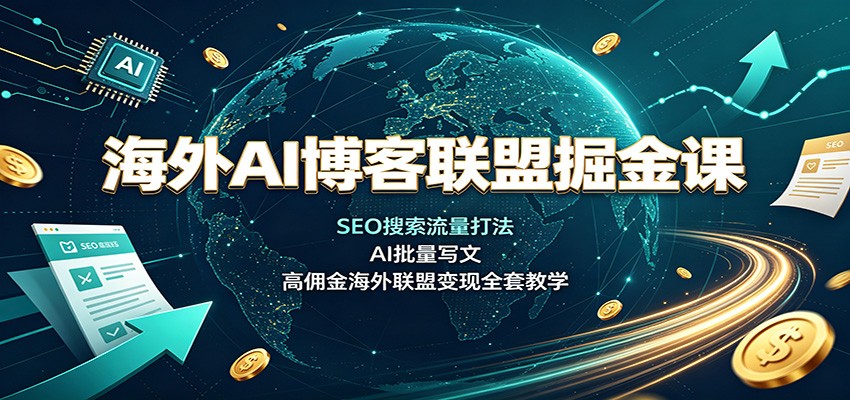 海外AI博客联盟掘金课:SEO搜索流量打法,AI批量写文,高佣金海外联盟变现全套教学采购|汽车产业|汽车配件|机加工企业家交流社群中心