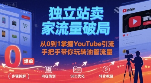 独立站卖家流量破局：从0到1掌握YouTube引流，手把手带你玩转油管流量采购|汽车产业|汽车配件|机加工蚂蚁智酷企业交流社群中心