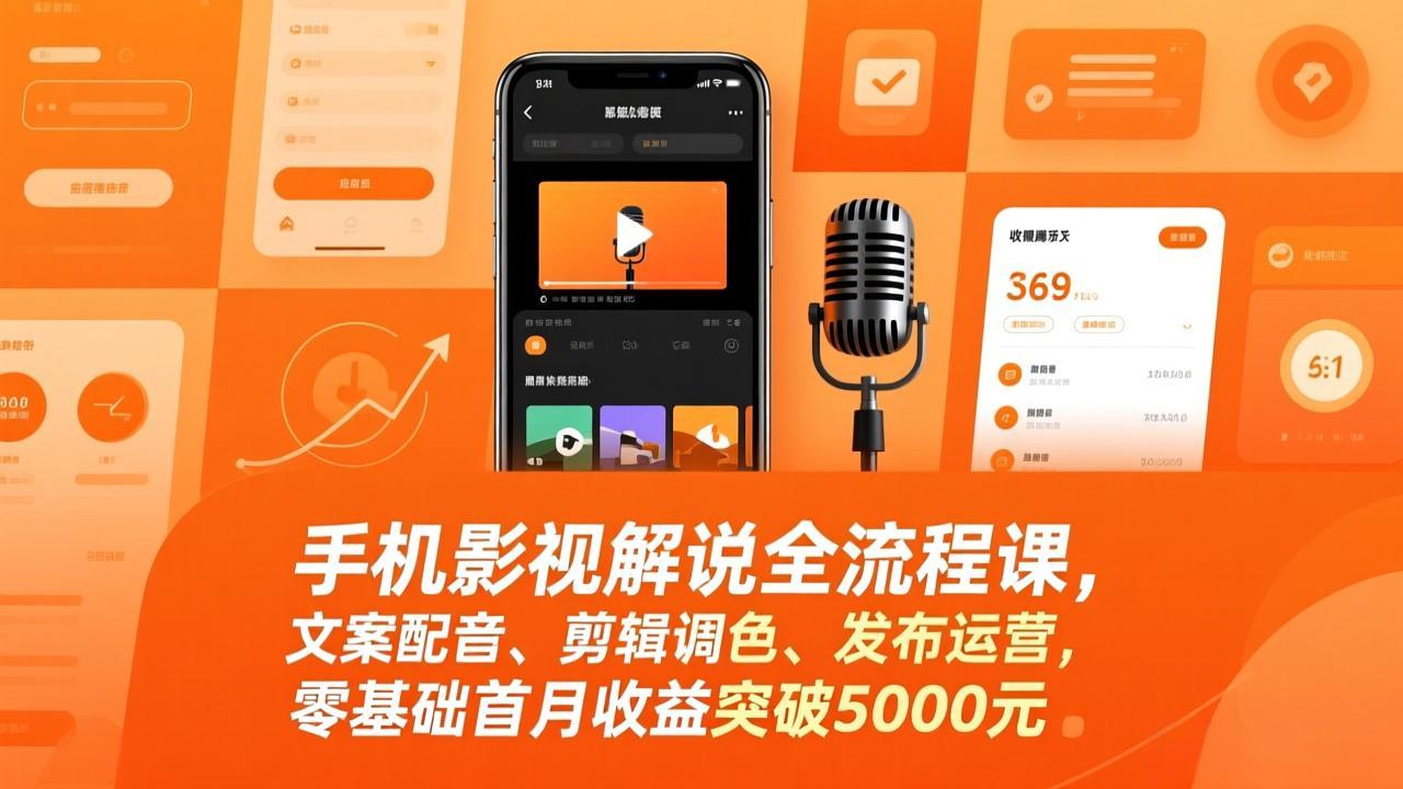 手机影视解说全流程课,文案配音、剪辑调色、发布运营,零基础首月收益突破5000元采购|汽车产业|汽车配件|机加工蚂蚁智酷企业交流社群中心