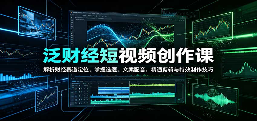 泛财经短视频创作课:解析财经赛道定位,掌握选题、文案配音,精通剪辑与特效制作技巧采购|汽车产业|汽车配件|机加工企业家交流社群中心