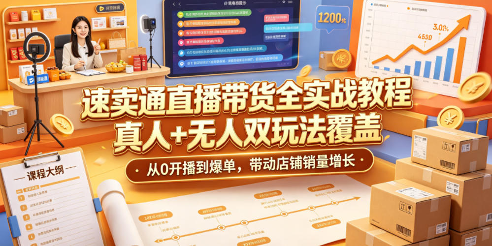 速卖通直播带货全实战教程,真人+无人双玩法覆盖,从0开播到爆单,带动店铺销量增长采购|汽车产业|汽车配件|机加工企业家交流社群中心