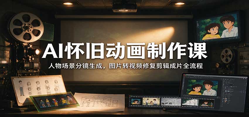 AI怀旧动画制作课：人物场景分镜生成，图片转视频修复剪辑成片全流程采购|汽车产业|汽车配件|机加工企业家交流社群中心