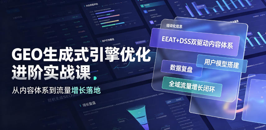 GEO生成式引擎优化进阶实战课｜EEAT+DSS双驱动内容体系、用户模型搭建、数据复盘、全域流量增长闭环落地教程采购|汽车产业|汽车配件|机加工企业家交流社群中心