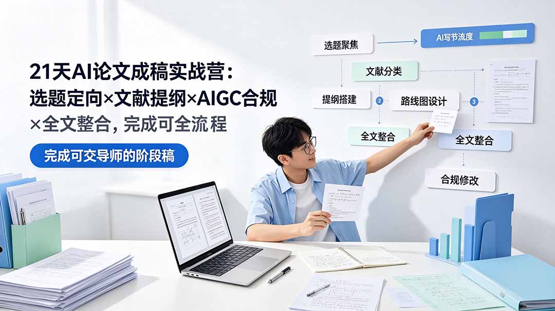 21天AI论文成稿实战营：选题定向×文献提纲×AIGC合规×全文整合，完成可交导师的阶段稿采购|汽车产业|汽车配件|机加工企业家交流社群中心