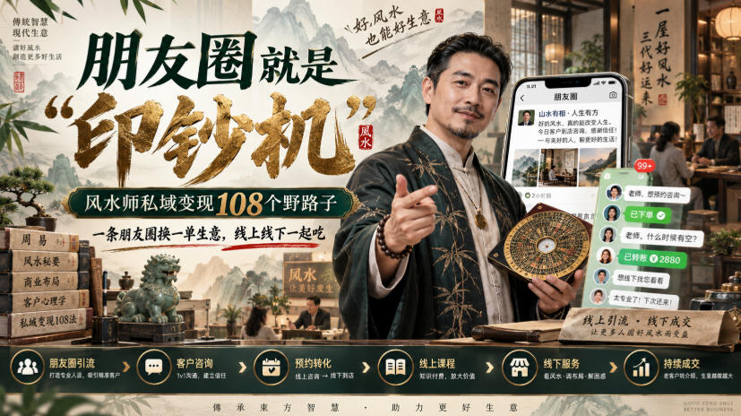 朋友圈就是“印钞机”，风水师私域变现108个野路子，一条朋友圈换一单生意，线上线下一起吃【文档】采购|汽车产业|汽车配件|机加工企业家交流社群中心