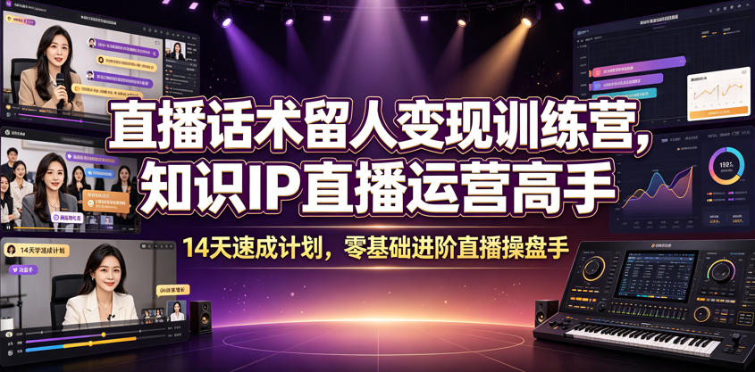 直播话术留人变现训练营，知识IP直播运营高手，14天速成计划，零基础进阶直播操盘手采购|汽车产业|汽车配件|机加工企业家交流社群中心