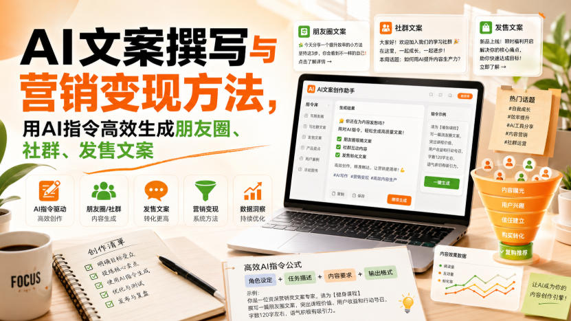 AI文案撰写与营销变现方法，用AI指令高效生成朋友圈、社群、发售文案采购|汽车产业|汽车配件|机加工企业家交流社群中心
