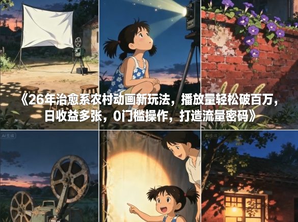 26年治愈系农村动画新玩法，播放量轻松破百万，日收益多张，0门槛操作，打造流量密码采购|汽车产业|汽车配件|机加工蚂蚁智酷企业交流社群中心