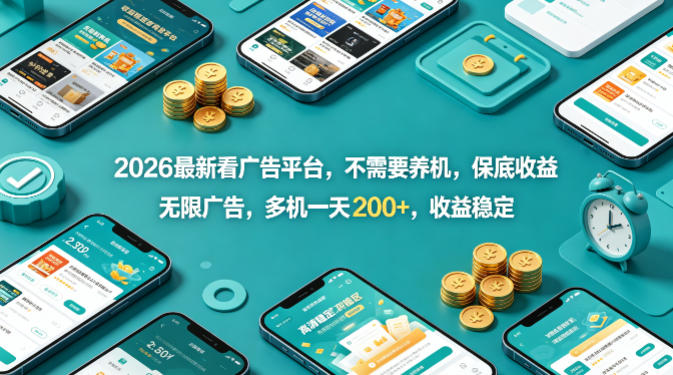 2026最新看广告平台，不需要养机，保底收益，无限广告，多机一天200+，收益稳定【揭秘】采购|汽车产业|汽车配件|机加工企业家交流社群中心