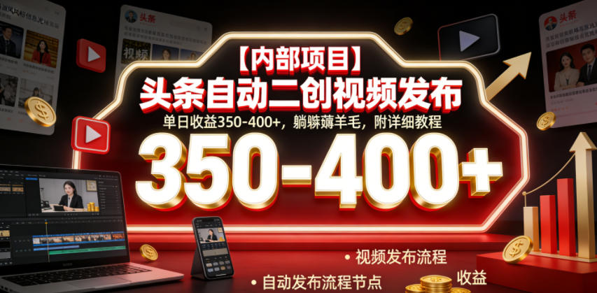 【内部项目】头条自动二创视频发布，单日收益350-400+，躺賺薅羊毛，附详细教程【揭秘】采购|汽车产业|汽车配件|机加工企业家交流社群中心