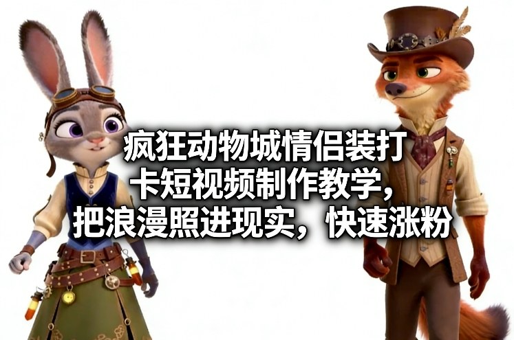 疯狂动物城情侣装打卡短视频制作教学，把浪漫照进现实，快速涨粉采购|汽车产业|汽车配件|机加工蚂蚁智酷企业交流社群中心
