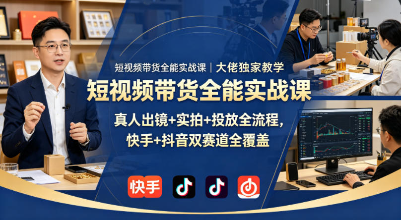 短视频带货全能实战课｜大佬独家教学，真人出镜+实拍+投放全流程，快手+抖音双赛道全覆盖采购|汽车产业|汽车配件|机加工企业家交流社群中心