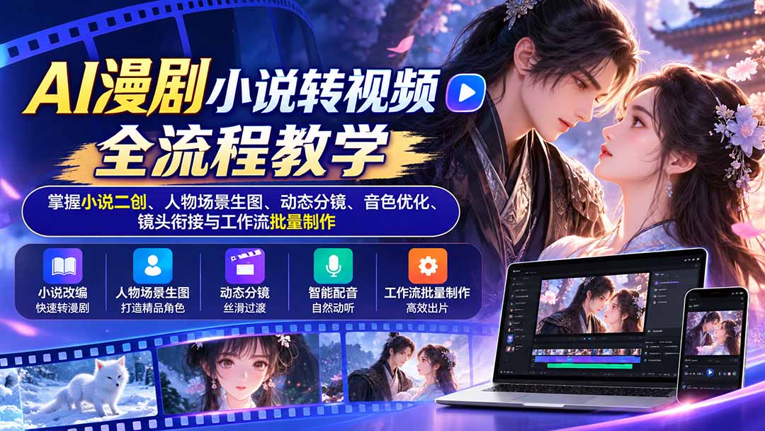 AI漫剧小说转视频全流程教学:掌握小说二创、人物场景生图、动态分镜、音色优化、镜头衔接与工作流批量制作采购|汽车产业|汽车配件|机加工企业家交流社群中心