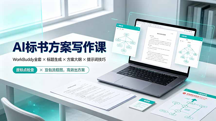 AI标书方案写作课：WorkBuddy全套×标题生成×方案大纲×提示词技巧×废标点检查×豆包流程图，高效出方案采购|汽车产业|汽车配件|机加工企业家交流社群中心