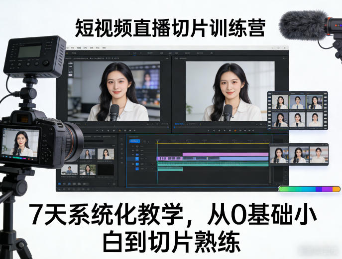 短视频直播切片训练营,7天系统化教学,从0基础小白到切片熟练采购|汽车产业|汽车配件|机加工企业家交流社群中心