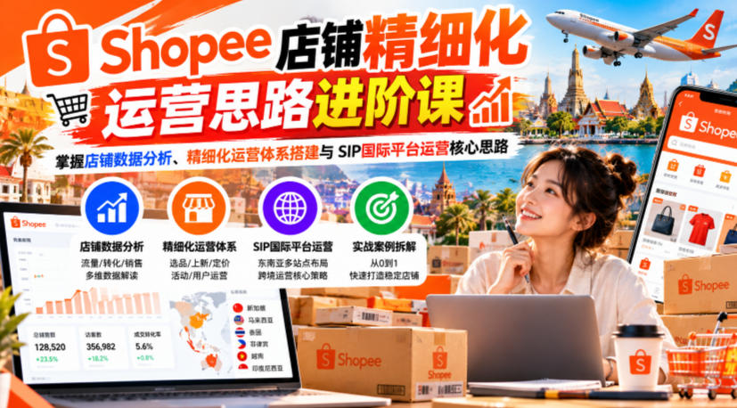 Shopee店铺精细化运营思路进阶课，掌握店铺数据分析、精细化运营体系搭建与SIP国际平台运营核心思路采购|汽车产业|汽车配件|机加工企业家交流社群中心