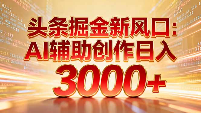 头条掘金新风口：AI辅助创作日入3000+，矩阵玩法当天启动隔天见效采购|汽车产业|汽车配件|机加工蚂蚁智酷企业交流社群中心