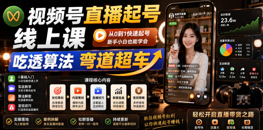 视频号直播起号线上课，吃透算法弯道超车(2026年6月)采购|汽车产业|汽车配件|机加工企业家交流社群中心